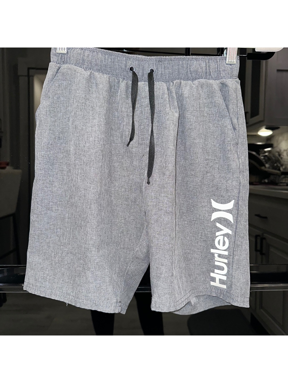 Hurley Boys 10/12 Gray Performance Shorts Logo Drawstring Athletic Board Shorts